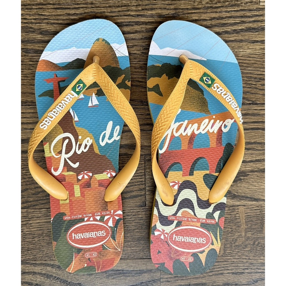 Havaianas Top Postcard Rio De Janeiro Flip Flops 11W 9M Orange 2016 Olympics